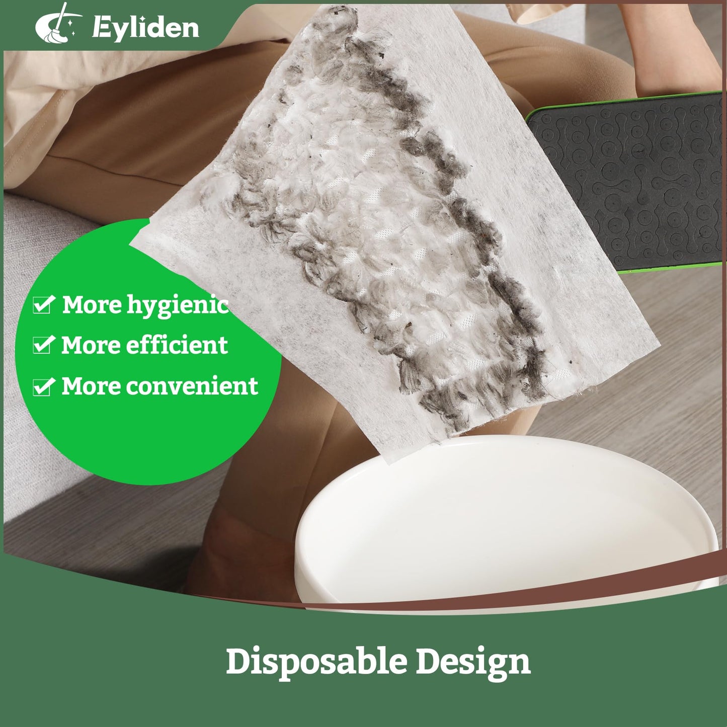 Eyliden Sweeper Mop with 36 Refills - 3 Types of Disposable Dry & Wet Cloths | Lock-Tight Design No Lost Pads, Universal Refills, Multi-Surface Sweeping Starter Kit for Pet Hair, Dust, Floor Cleaning