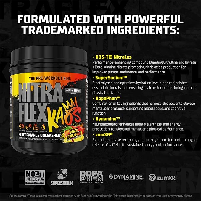 GAT SPORT Nitraflex KAOS Pre-Workout Powder (Peach Pineapple)