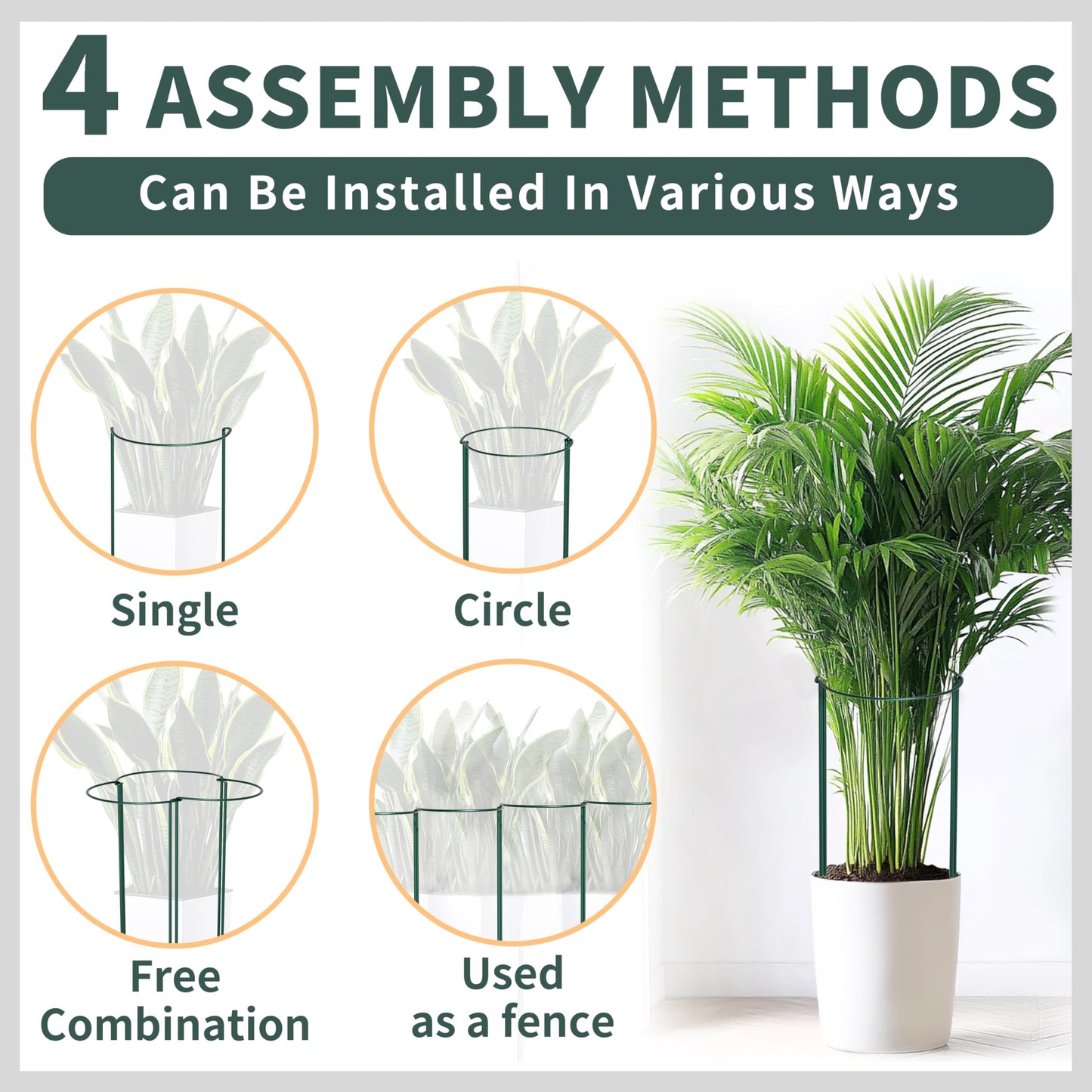 TCBWFY 24"Hx10"D Plant Supports Stakes for Large Heavy Plants,20 Pack Peony Supports,Heavy Duty 4.5mm Wire Peony Cages,Interlock Garden Supports Ring Border Support,Plant Support Cage for Rose Flowers