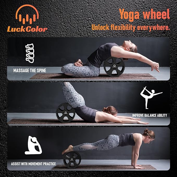 Back Roller Wheel for Deep Tissue Massage,Yoga Wheel for Back Pain & Stretching, Comfy Deep Tissue Massage Roller for Back,Spine Alignment & Tension Relief