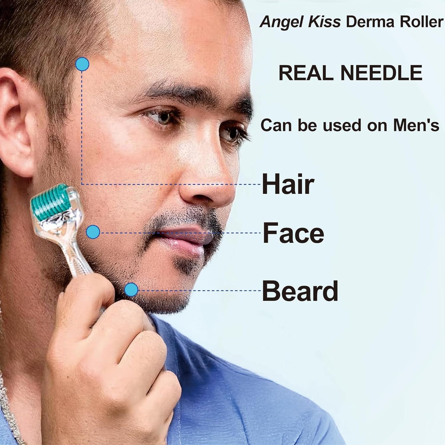 Angel Kiss 192 Derma Roller REAL NEEDLES Microneedling Roller 0.25 mm Stainless Steel Needles - Microneedle Roller for Face - w/Storage Case