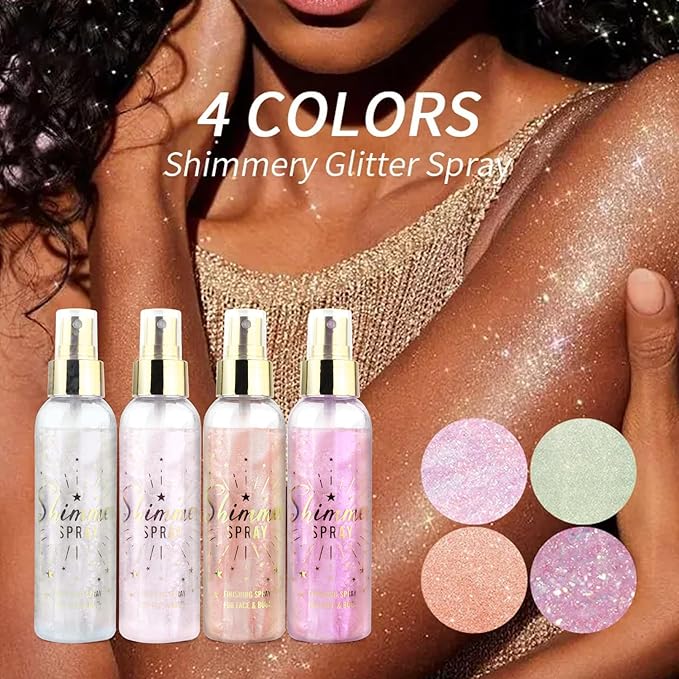 SOVONCARE Hair and Body Glitter Spray Instantly, Face Glitter Hairspray Body Shimmer Powder add Sparkly Shimmery Glow for Women Hair, Skin, Clothing Quick Drying, Non-Sticky 4.7 oz Pink