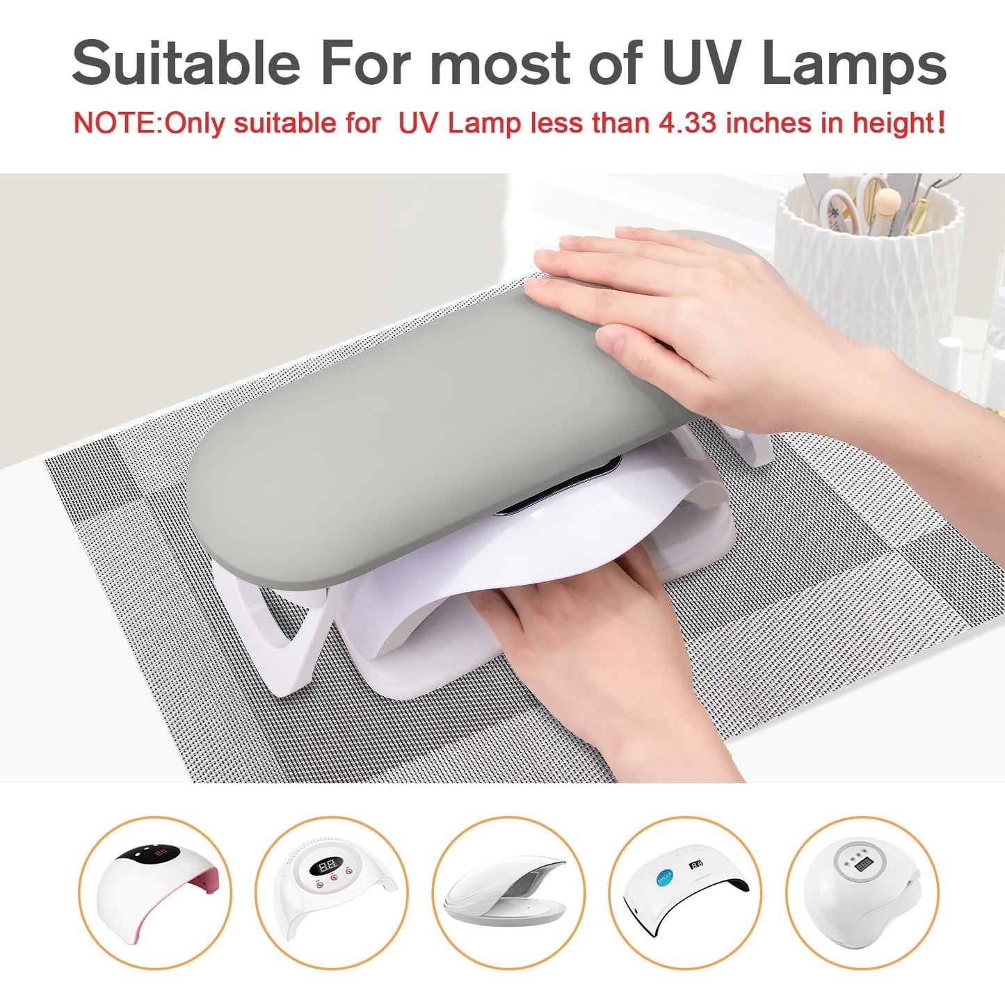 Subay Arm Rest for Nails Tech, Foldable PU Leather Nail Hand Rest for Hand Holder, Nail Stand Pillow with Nail Art Desk Mat for Manicure, Nail Supplies Tech for Salon Home Use - Dark Grey