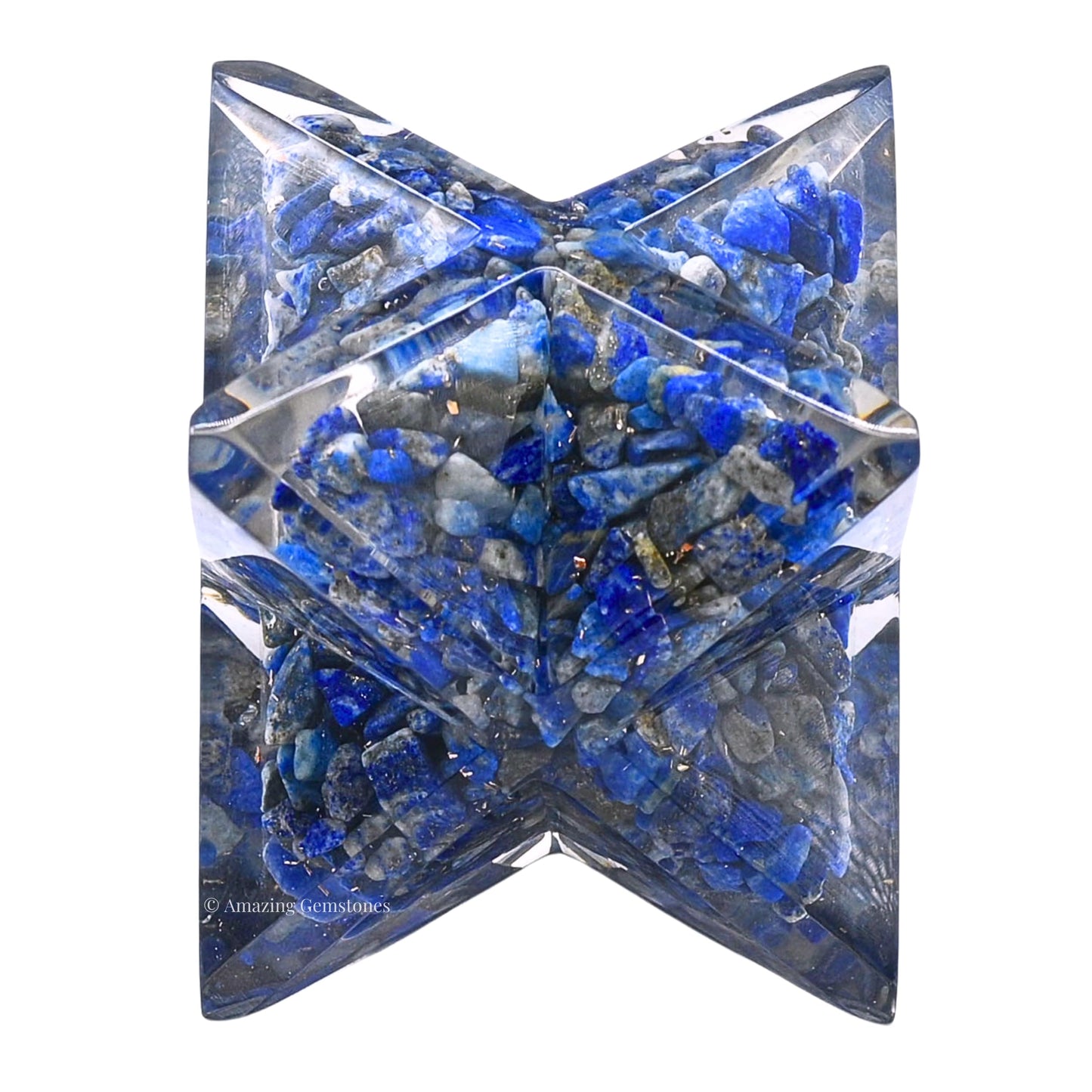 Amazing Gemstone 1 Pcs Lapis Lazuli Large Crystal Orgone Merkaba Star for Reiki Healing Meditation and Crystal Grid