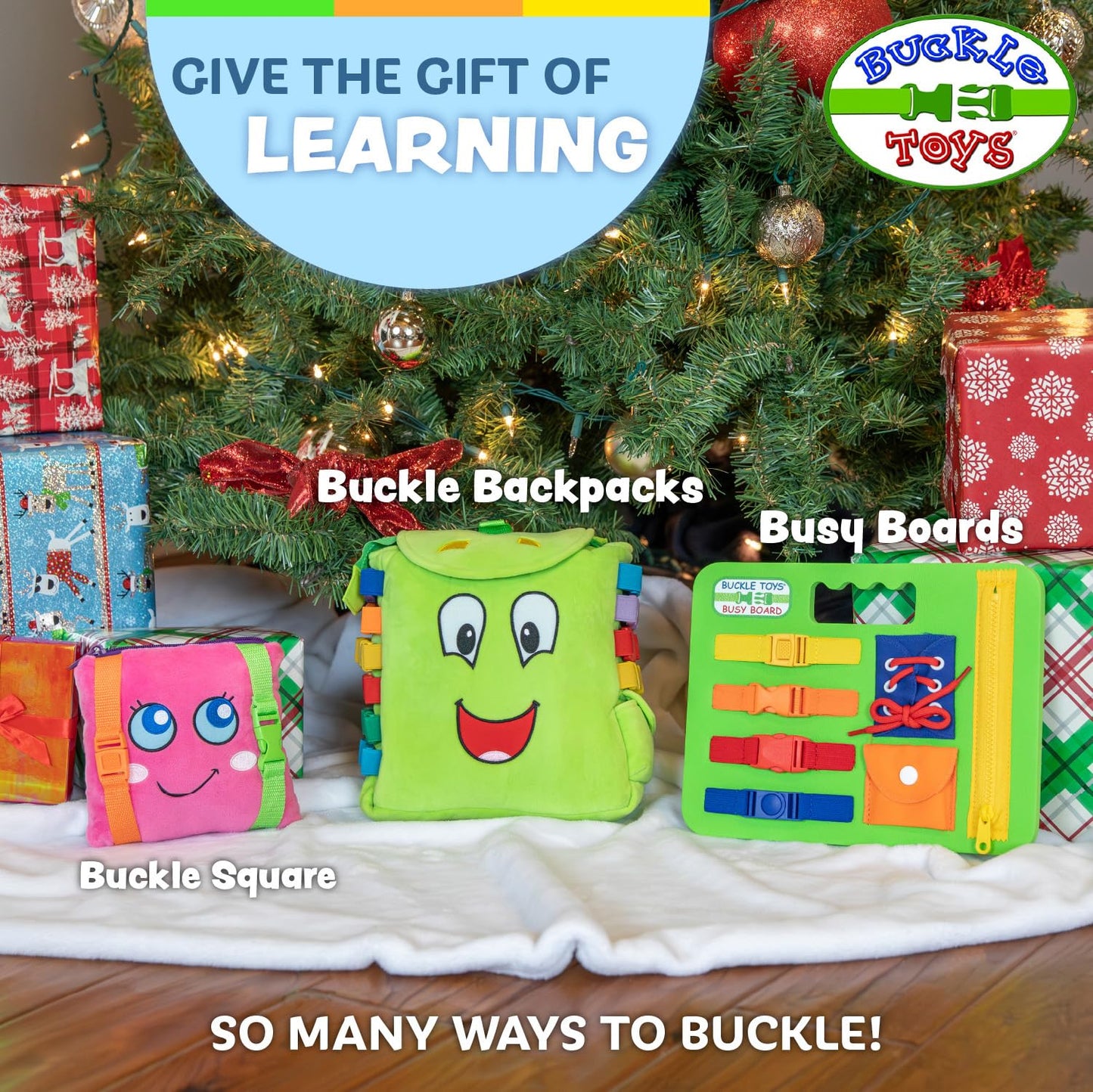 Buckle Toys - Bruce Shark Stuffed Animal - Montessori Learning Activity Travel Toy for Toddlers - Develop Motor Skills and Problem Solving