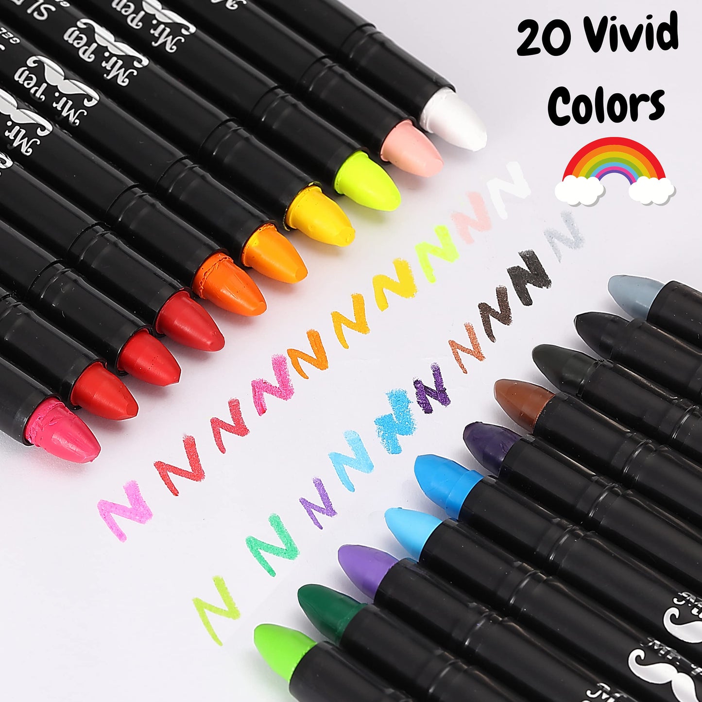 Mr. Pen- Gel Crayons, 20 Pack, Twistable, Non-Toxic, Coloring Crayons for Kids & Adults, Smooth Drawing Sticks for Art, Blending, Crafts & Creative Projects