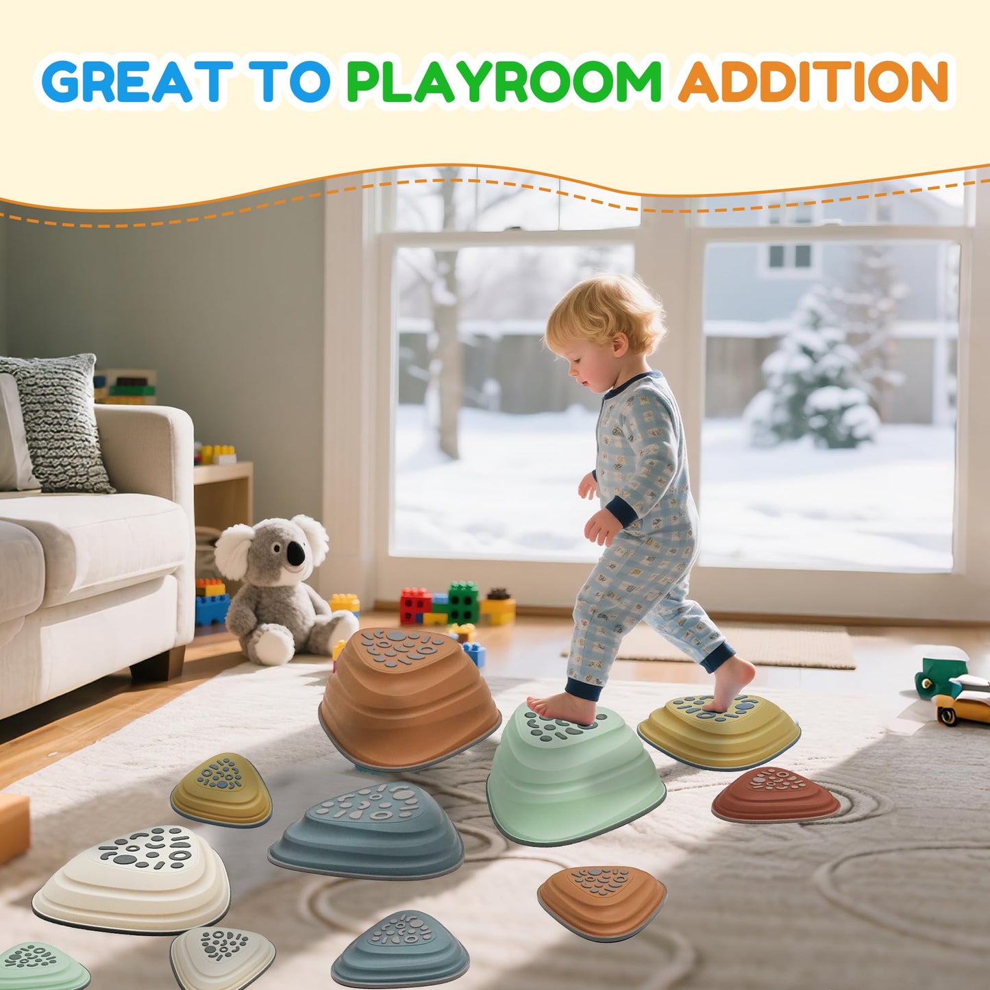 LilStones Kids Balance Stepping Stones Triangular 11PCS Non-Slip Toddler Stepping Stones for Ages 3-8 Years – Durable & Fully Rounded Edges