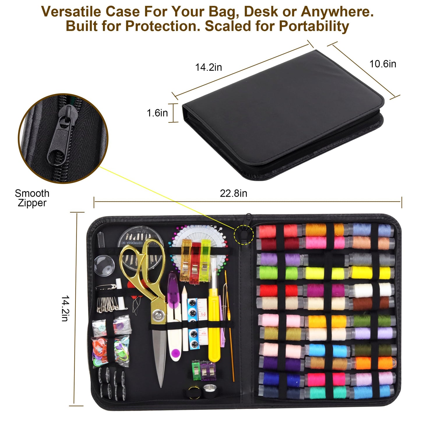 Sewing Kit for Adults, 238 pcs Sewing Accessories,38XL Thread Spools, Friendly for Beginner and Professional for Worker, Suitable for Travel, Home, School and DIY Gift, Needles,Emergency Sewing Kits