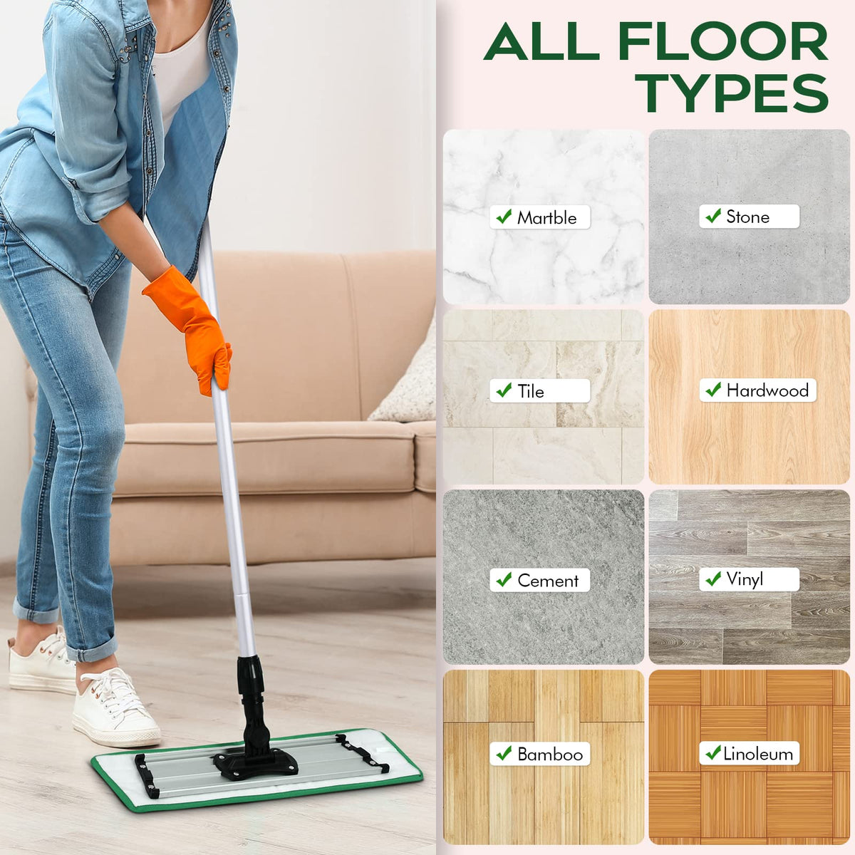 Matthew 18'' 36 Pcs Microfiber Mop Replacement Pads for Wet Dry Multi (36 Count)