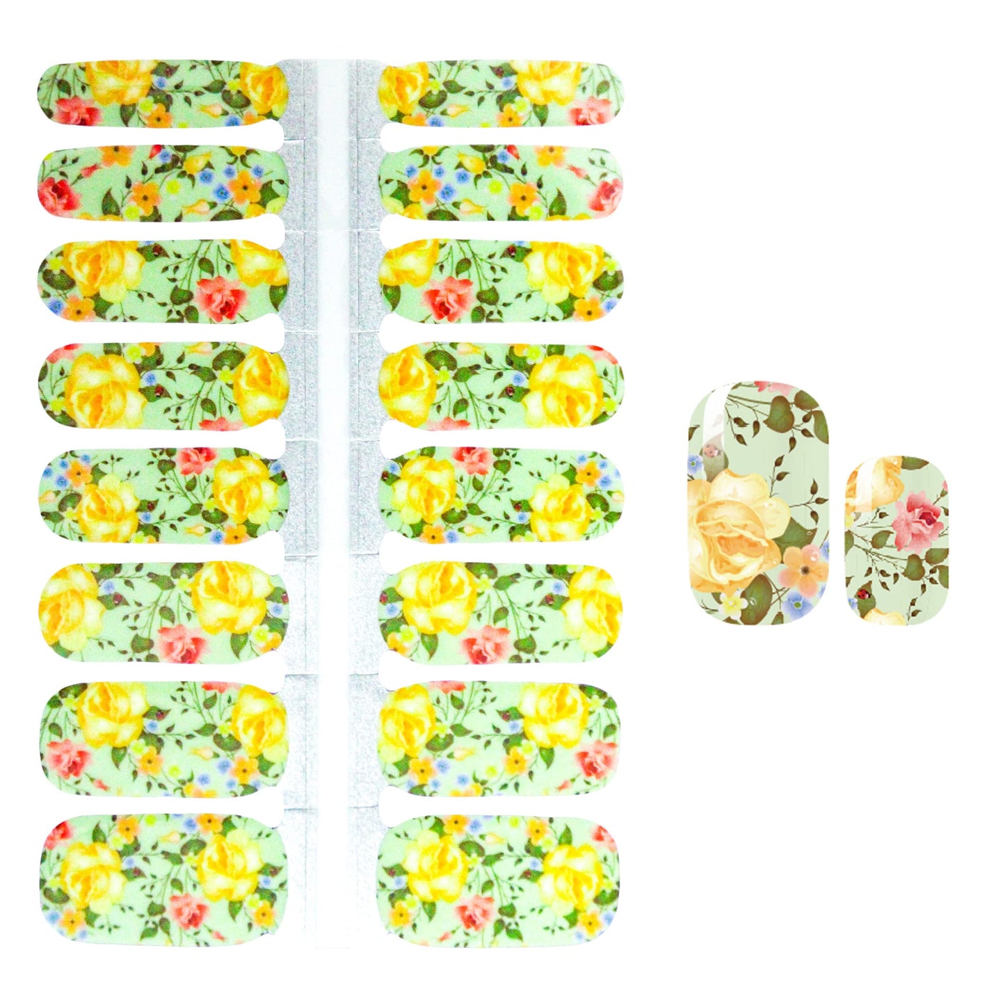 SILPECWEE 5 Sheets Flower Nail Wraps Stick on Nail Polish Strips Gel Nail Strips Self Adhesive Nail Polish Stickers Fingernail Manicure Sticker Nails for Women with 1pc File
