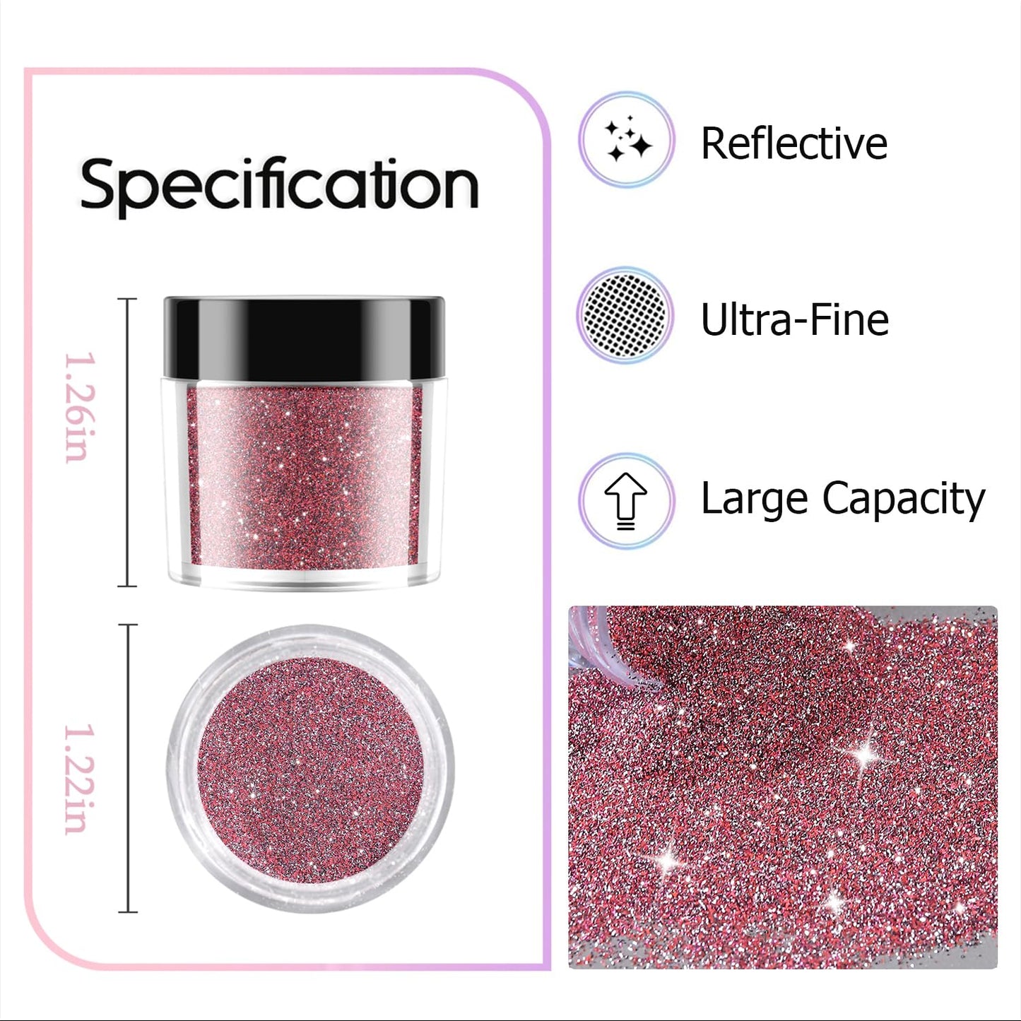 Furtherpretty Reflective Glitter Powder for Nails, 6 Colors Nail Sugar Loose Glitter Powder Set, Flash Sparkle Nail Art Dust in Pink, Silver & Champagne, DIY Manicure Accessories with Brush (#2 Flash)
