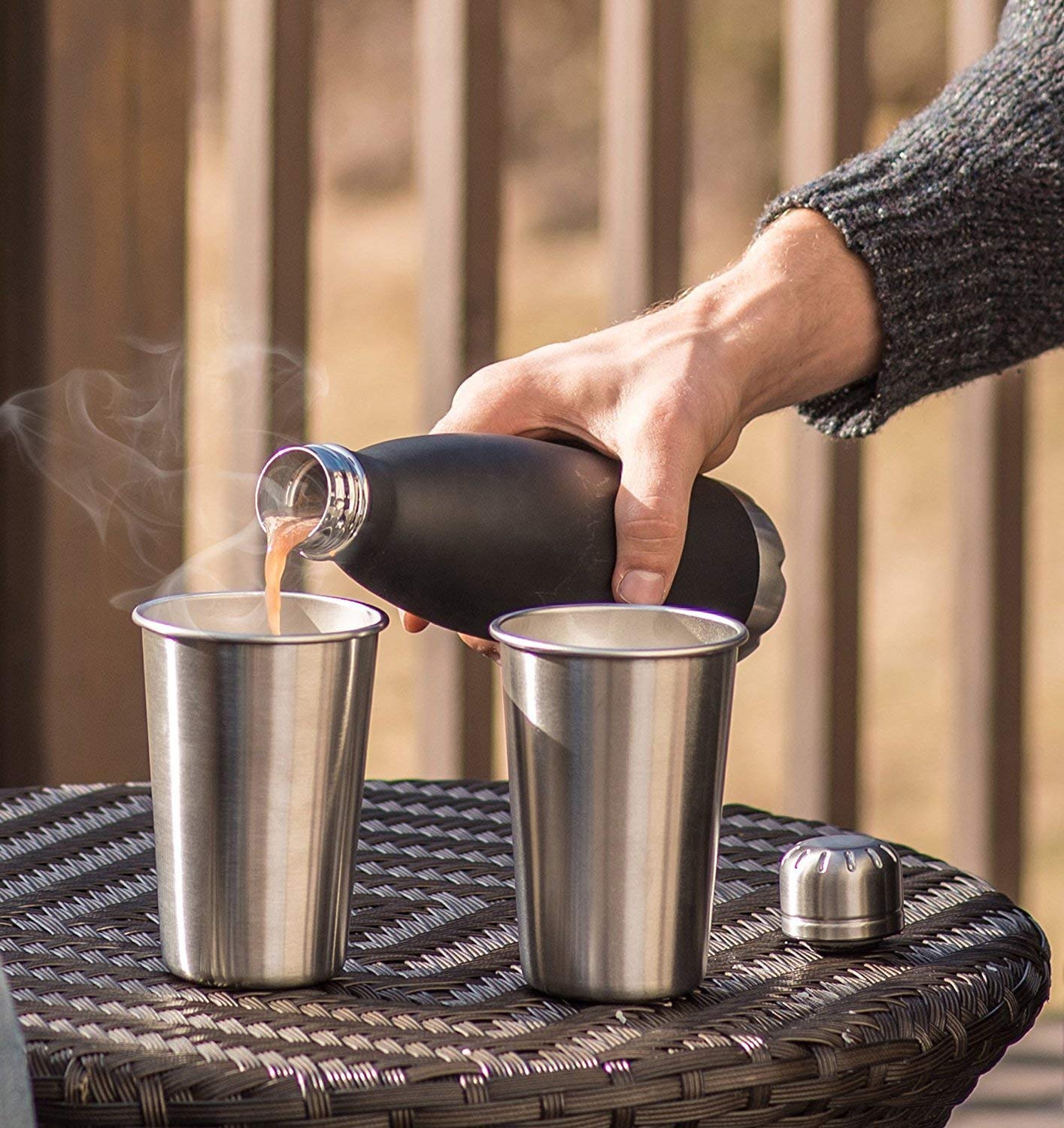 Modern Innovations 16 Ounce Stainless Steel Pint Cups - Stackable Pint Cup Tumblers For Travel – Metal Cups For Drinking Outdoors - 16 Oz Reusable Steel Cups - 5 Pack