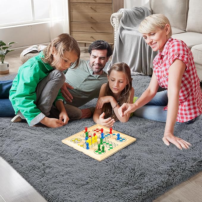 Shag Area Rugs for Bedroom Living Room,4X6 Ultra Soft Fluffy Area Rugs for Dorm, Indoor Carpet Nursery Rugs for Kids Room Home Decor,Dark Grey 4X6
