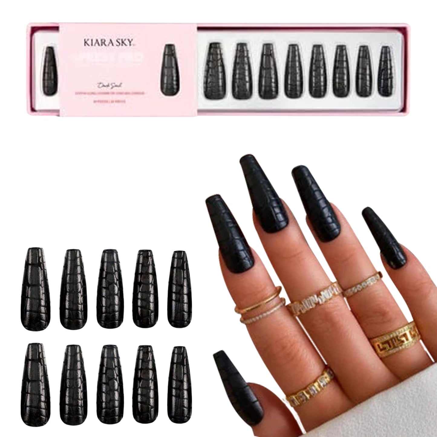 KIARA SKY PROFESSIONAL NAILS XPRESS PRO 100% ACRYLIC PRESS ON NAILS (Dark Soul)