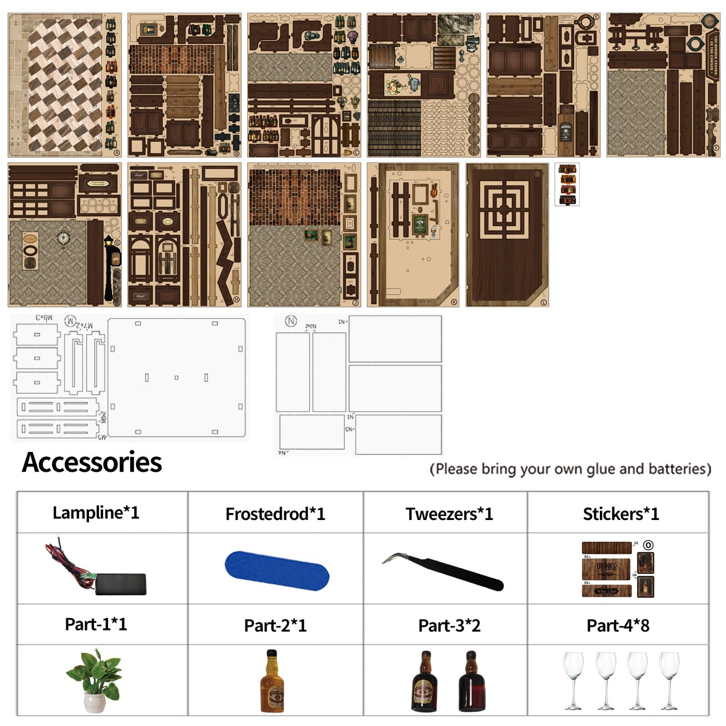FLTRXCE Corner Tavern Book Nook Kits for Adults - DIY Miniature Doll House Kit with LED Lights, 3D Wooden Puzzles, Teens & Beginners, Unique Gift for Book Nooks Lovers, Bookshelf Decor