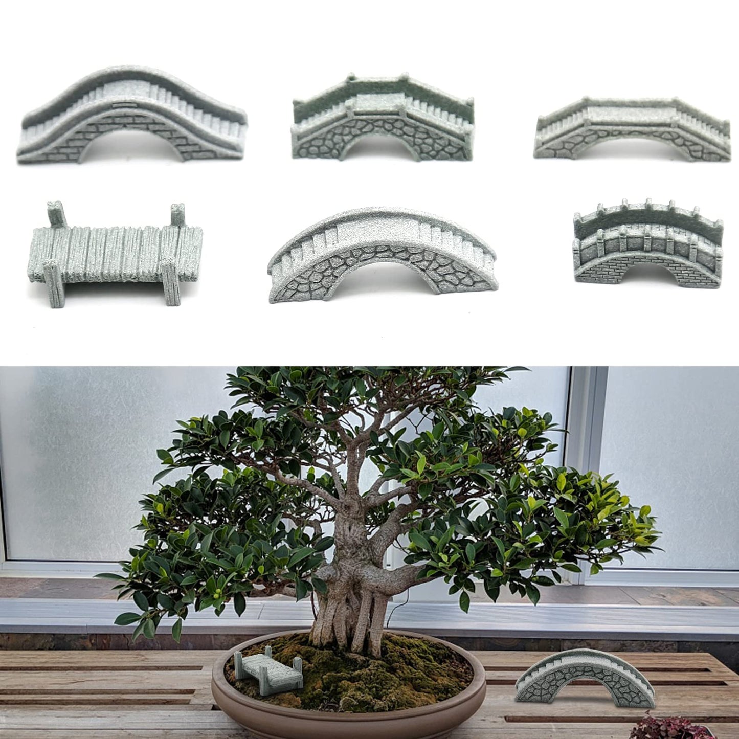 MDEOOSKY 6PCS Mini Stone Bridge Ornaments for Garden Outdoor Decor Porch Yard Potted Plants Micro Landscaping Tiny Home Kit Art Statues Ornament