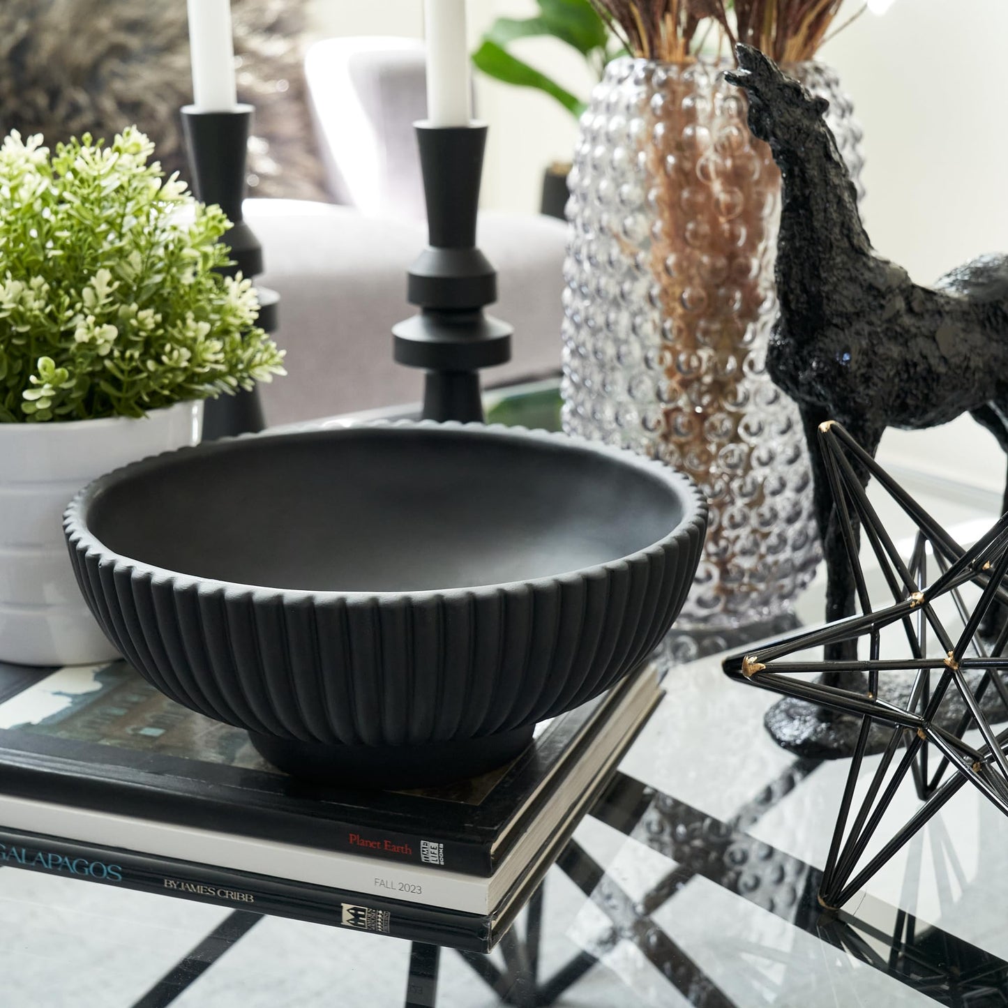 Decorative Concrete Fruit Bowl For Kitchen Counter Or Table Decor – Premium Quality Large Key Bowl Elevates Your Modern/Farmhouse Home Decoration, Showcasing Fruit or Seasonal Centerpieces in Style