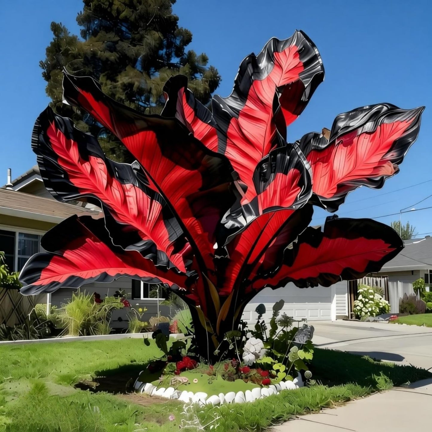 OJHJXUG Alocasia Elephant Ear,Spring/Outdoor Use, Low Maintenance, Vibrant Foliage, Attracts Pollinator(Red) (6)