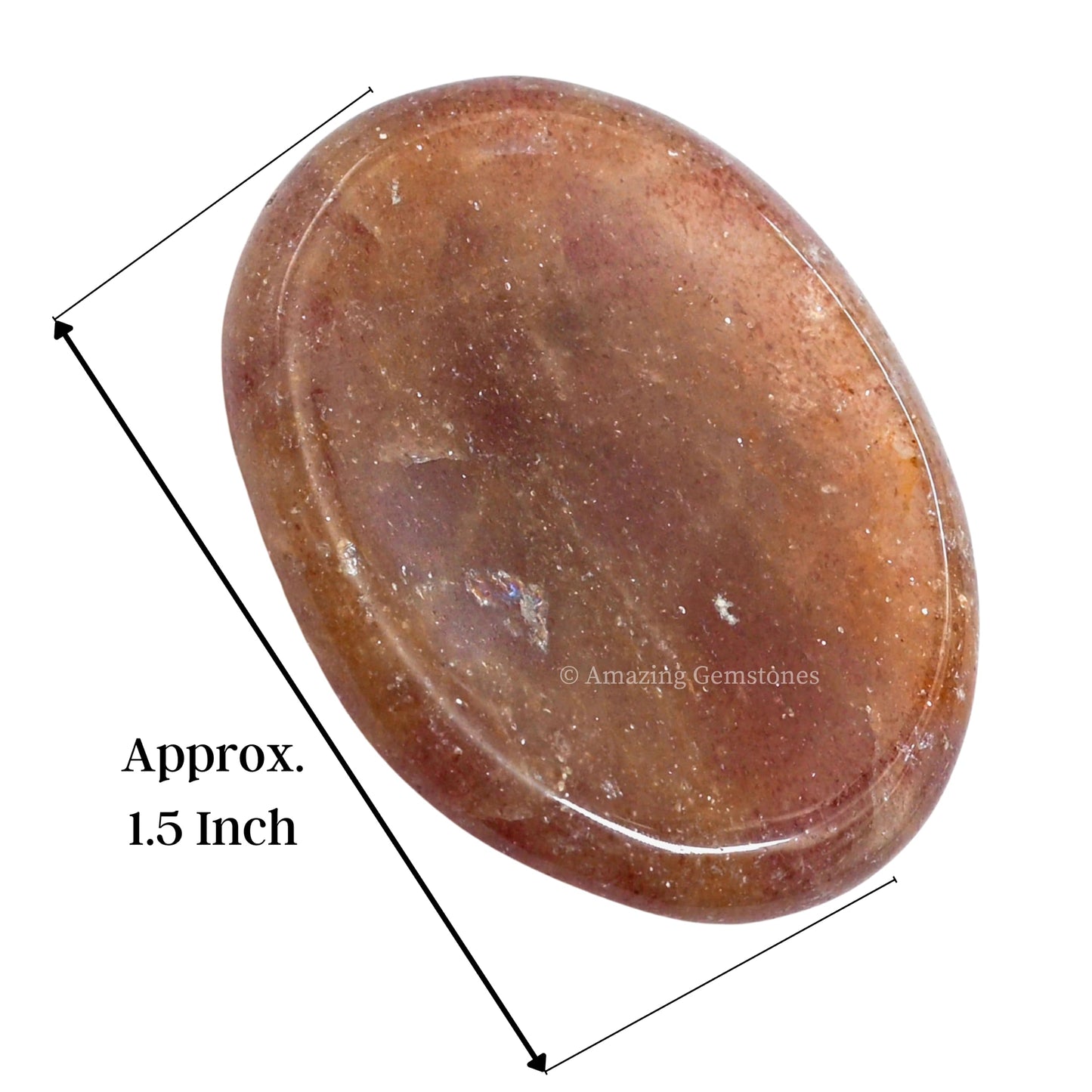 Amazing Gemstone Strawberry Quartz Worry Stone, Healing Crystals - Piedra Crystal Fidget for Gift, Meditation, Calming, Relaxation, Stress Relief