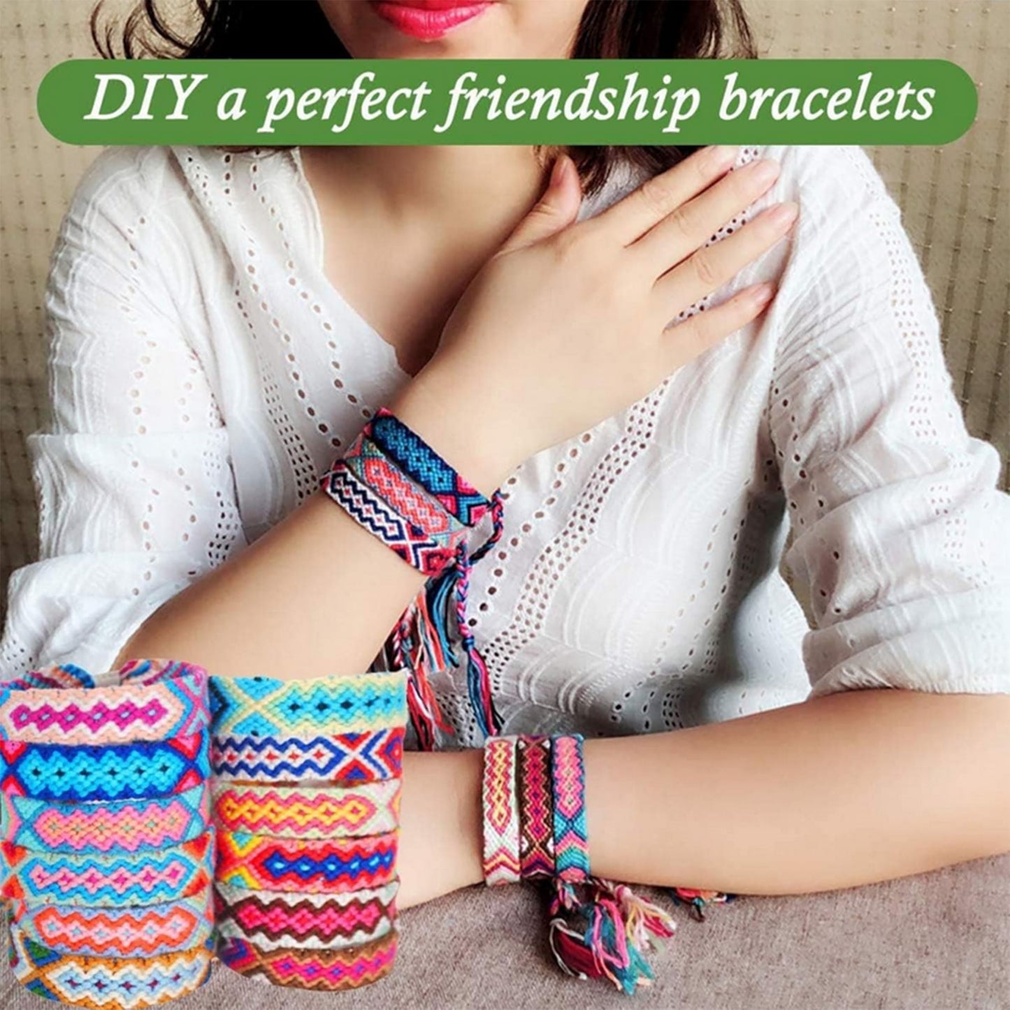 XMZCOLA Embroidery kit for Beginners Adults,1200 Pcs + Friendship Bracelet String Kits with Storage Box,95 Colors Embroidery Thread and 1000 Crafts Beads,Embroidery Floss and Accessories