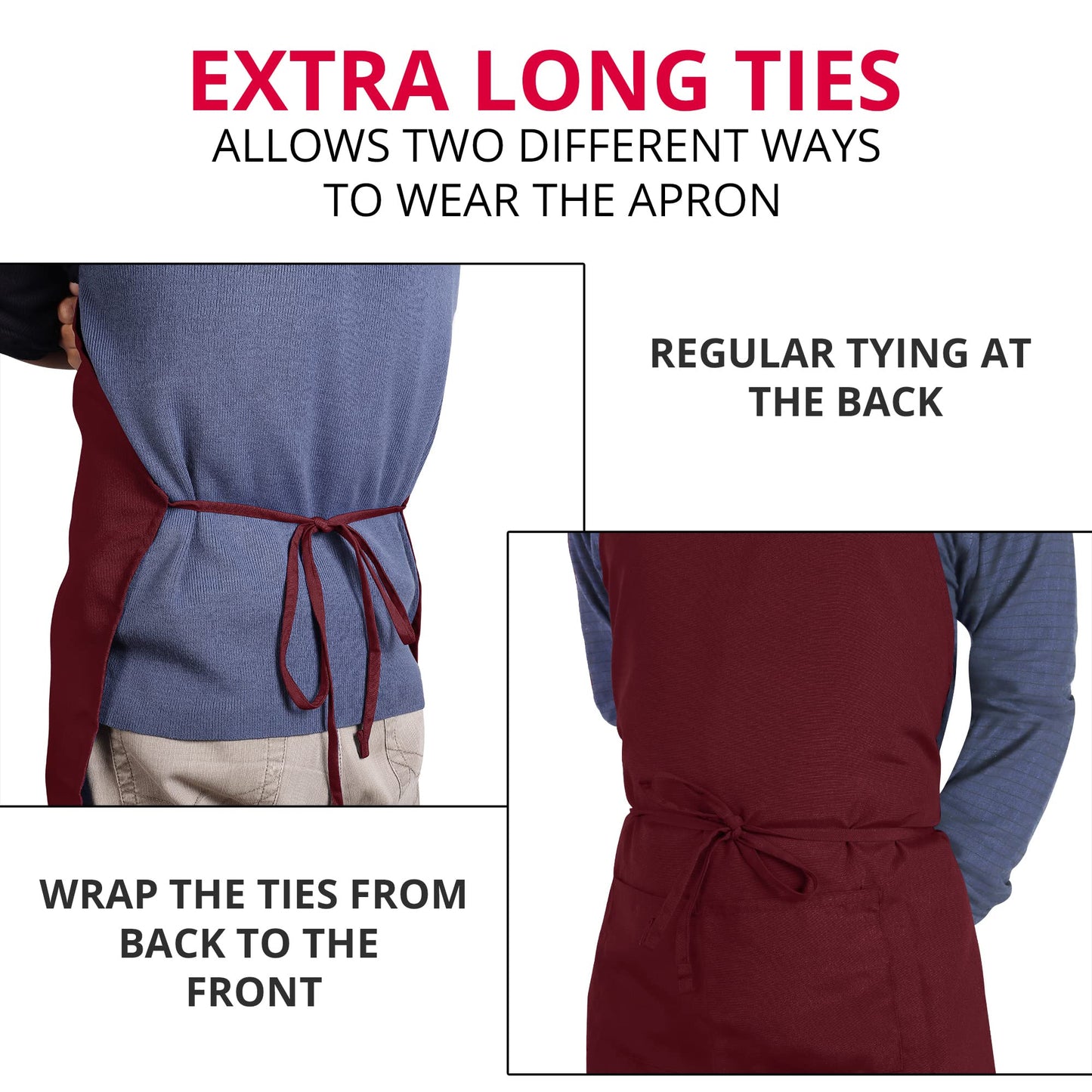 Utopia Kitchen 2 Pack Bib Apron, Adjustable with 2 Pockets, Water and Oil Resistant, Cooking Kitchen Chef Apron for Women Men