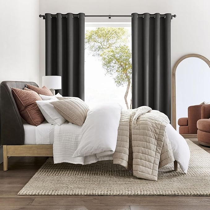 NICETOWN Room Darkening Draperies Curtains Panels, 2 Panels Grey W52 x L90