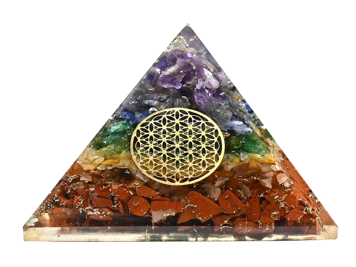 Amazing Gemstone Large Orgone Pyramid | Natural Chakra Pyramid Crystal | Flower of Life Orgonite Pyramid | Organ Pyramids Positive Energy Healing