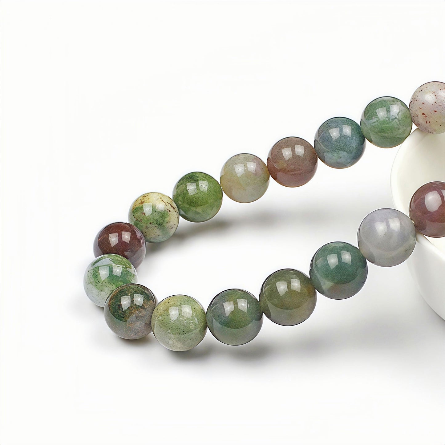 MJDCB AAA Natural Round India Agate Stone Beads Onyx Loose Beads for DIY Necklace Bracelat Jewelry Making Strand 15" (10mm)