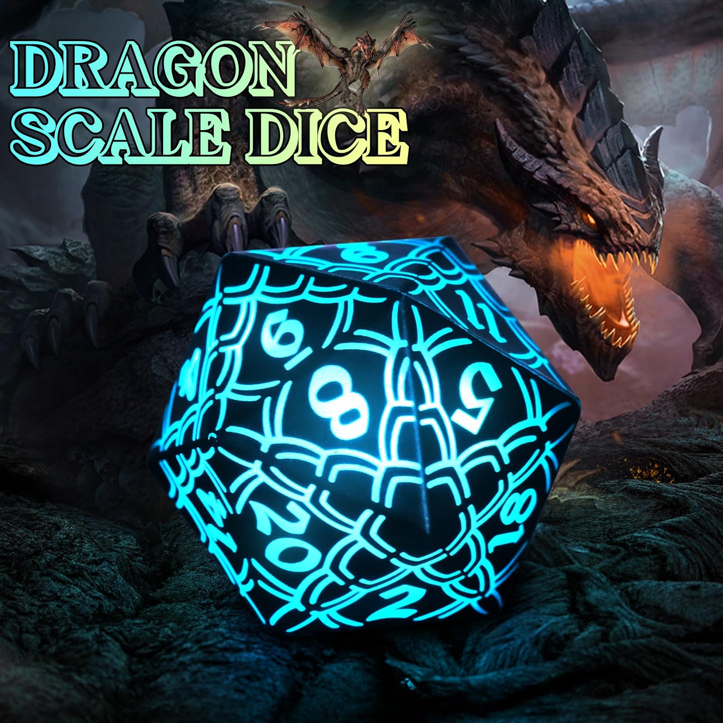 LED DND Dice Set Rechargeable, Cool Light up Dice Wireless Charging for Dungeons and Dragons, ZHOORQI Polyhedral Dice Role Playing Gifts(RGB-Dragon Scale)