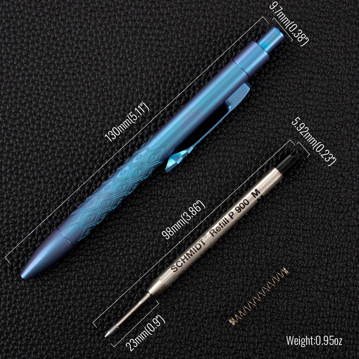 9TiEDC Premium Titanium Ballpoint Pen with Smooth Gel Ink - Luxury Writing Instrument for Business, Office & Daily Use - Perfect Executive Gift with Elegant Design (blue)