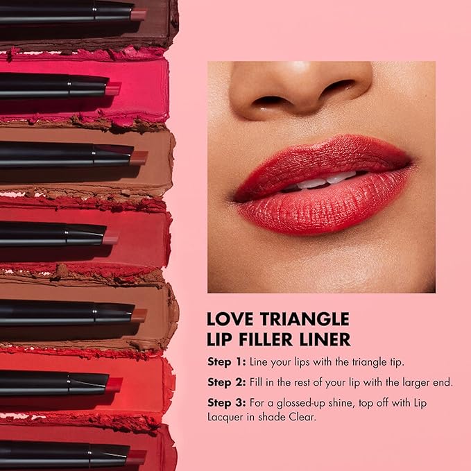 e.l.f. Love Triangle Lip Filler Liner, 2-in-1 Lipliner Pencil For Sculpting & Filling, Long-Lasting Intense Color, Vegan & Cruelty-Free, Deep Brown