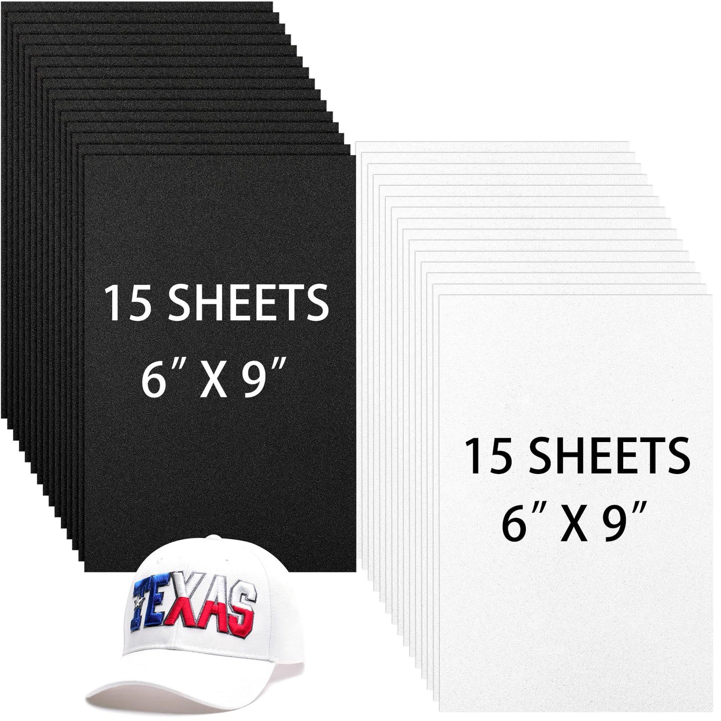 Innconee 30 Pcs 3D 3mm Embroidery Foam EVA Puffy Foam Sheets for Embroidery Crafts and Arts, Hand Sewing, DIY Projects, Cosplay Costumes, Quilting, Hats, Pillows, Bags(Black,White,6 x 9 Inch)