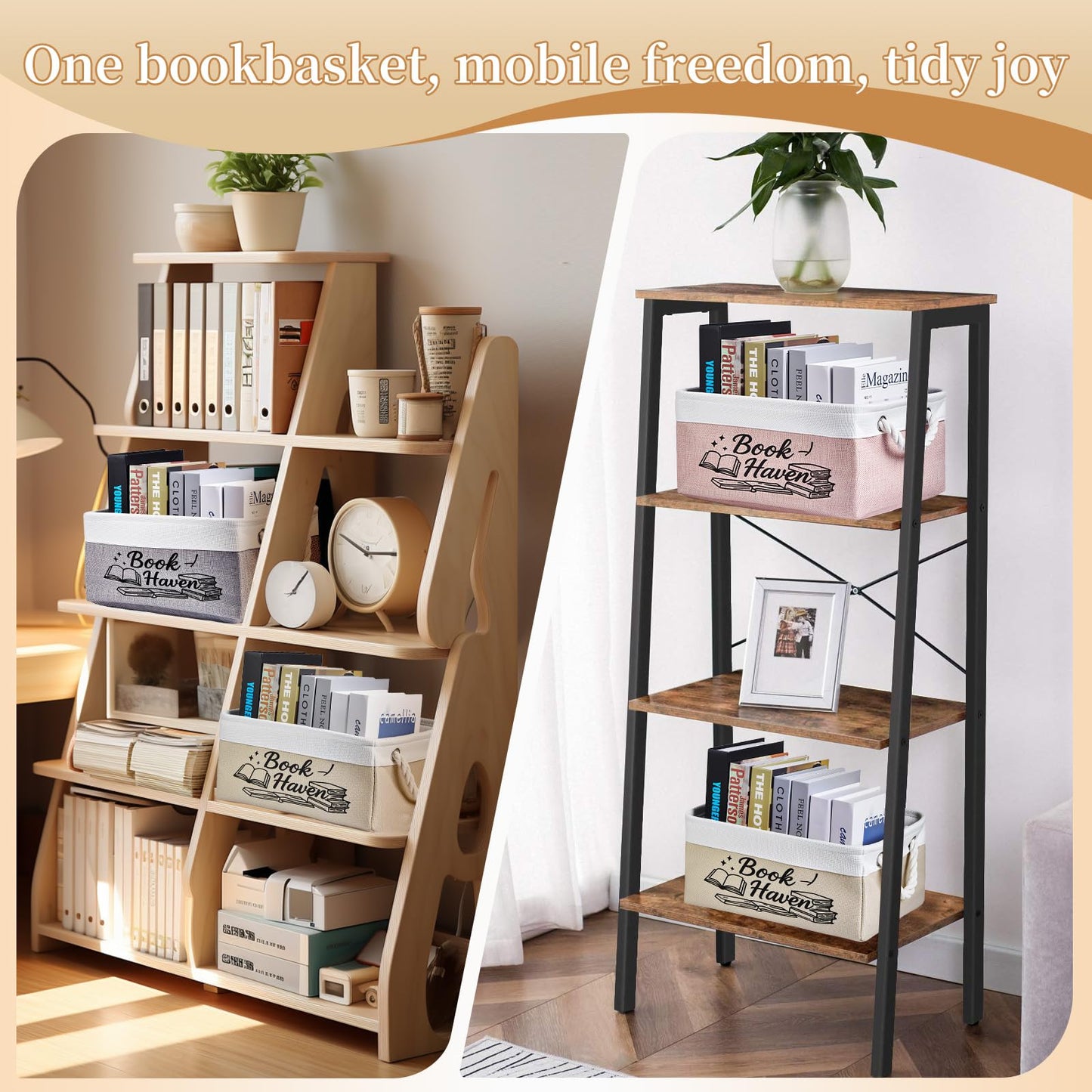 serinar Book Storage Basket for Book Lovers, Reading List Organizer Bin, Bookworm Gift, Book Accessories for Students, Teachers, and Book Club Members