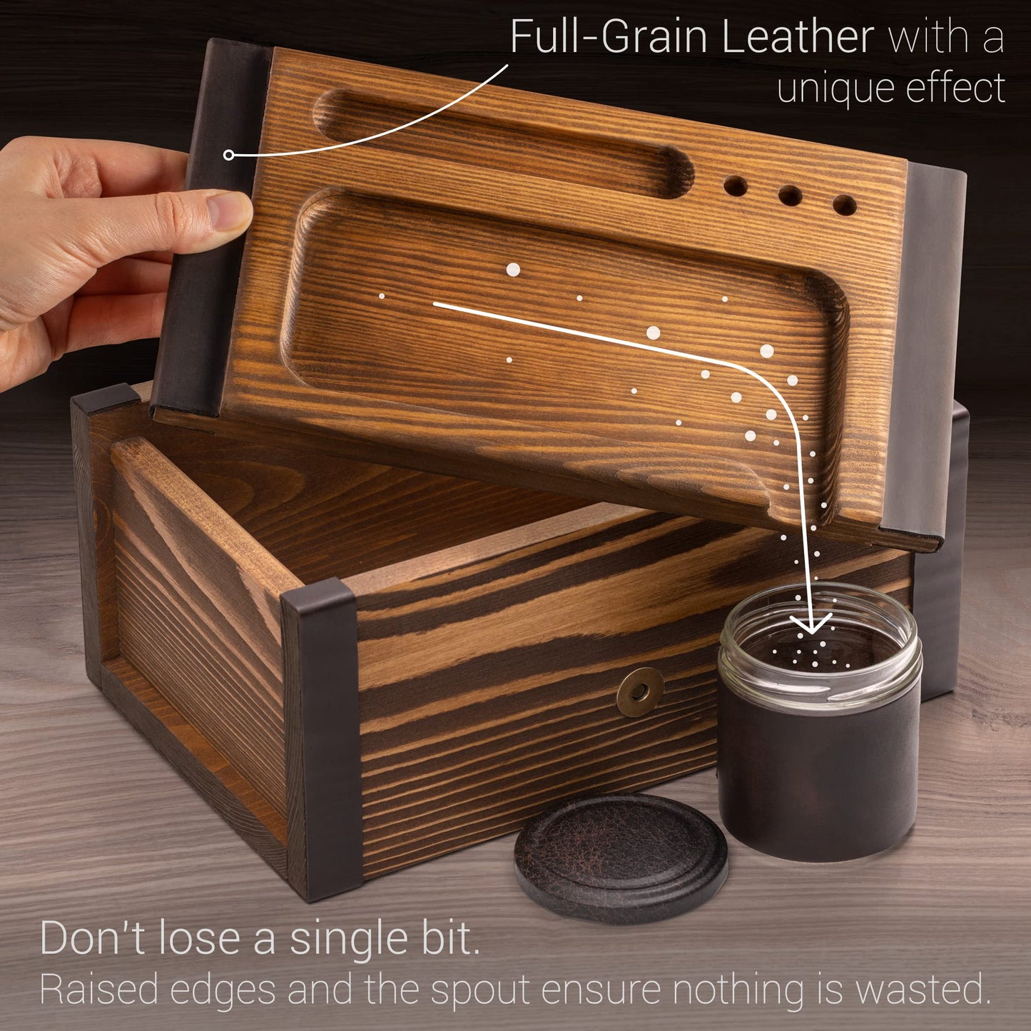 Large Wooden Box with Decorative Wood Tray - Handcrafted in Europe - Great Storage Organizer to Keep Your Accessories and Essentials