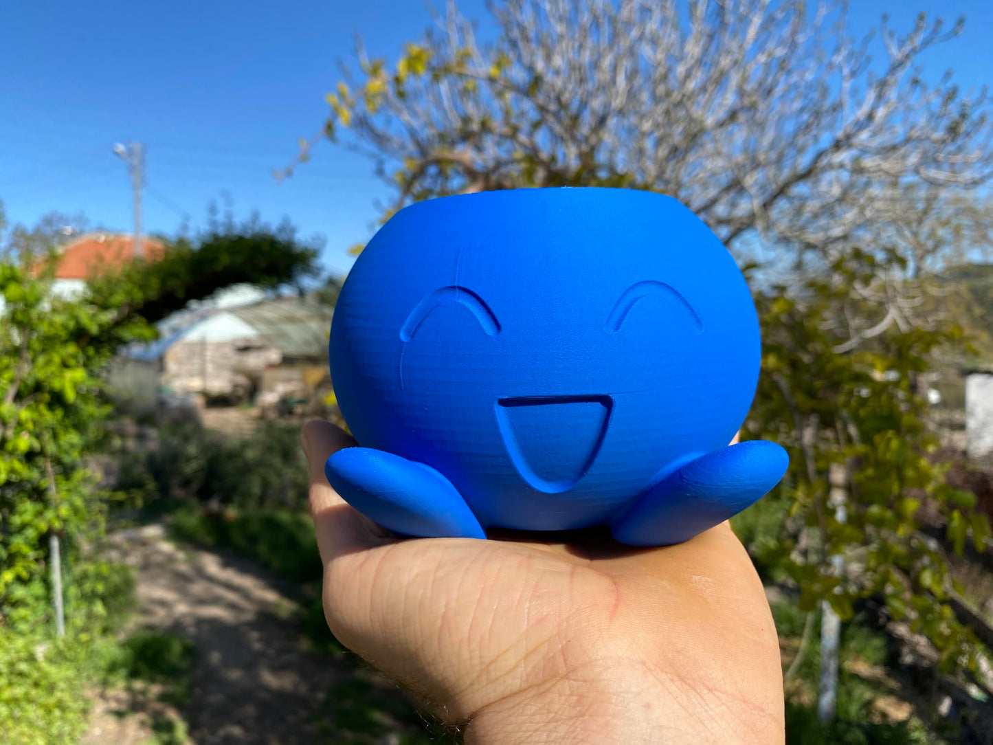 Oddish Inspired Planter | Cute 3D Printed Blue Plant Pot | Indoor Succulent or Cactus Planter | PLA Eco-Friendly Desk Decor Gift
