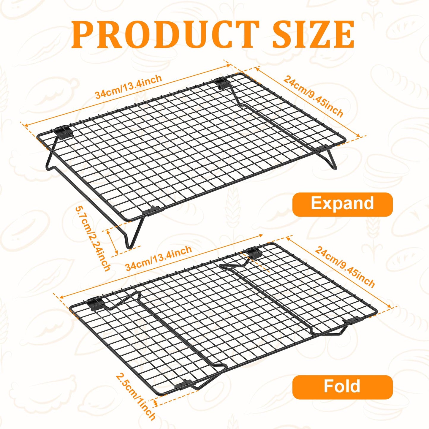 4 Pack Cooling Racks for Cooking and Baking, 13.4 x 9.4 Inch 4-Tier Stackable Tall Baking Racks, Carbon Steel Roasting Wire Rack for Baking, Oven Cooking, Grilling Making Jerky (Black, 13.4“ x 9.4”)