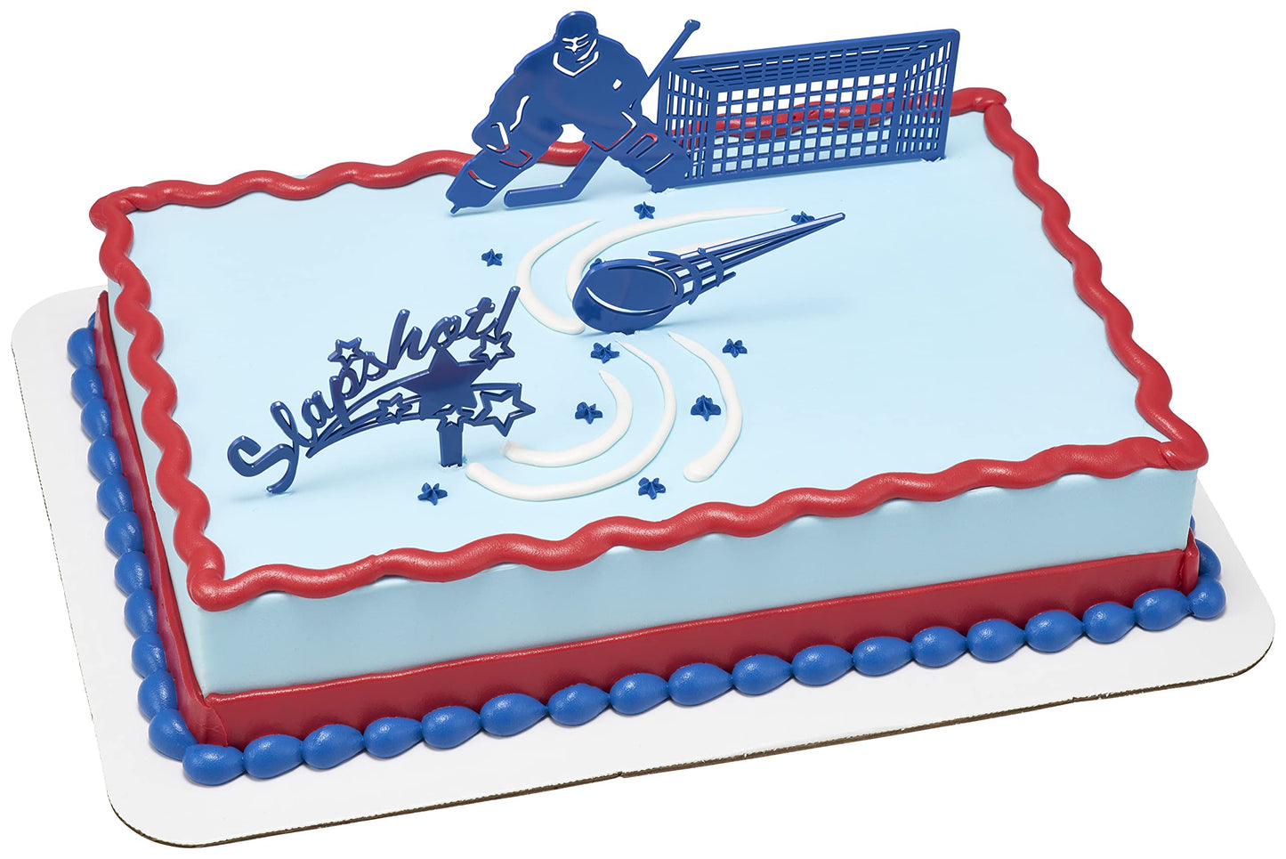 DecoPac 26252 CakeDecorating kit-Slapshot Cake and Cupcake Toppers for Birthdays and Parties, 1 SET, Blue