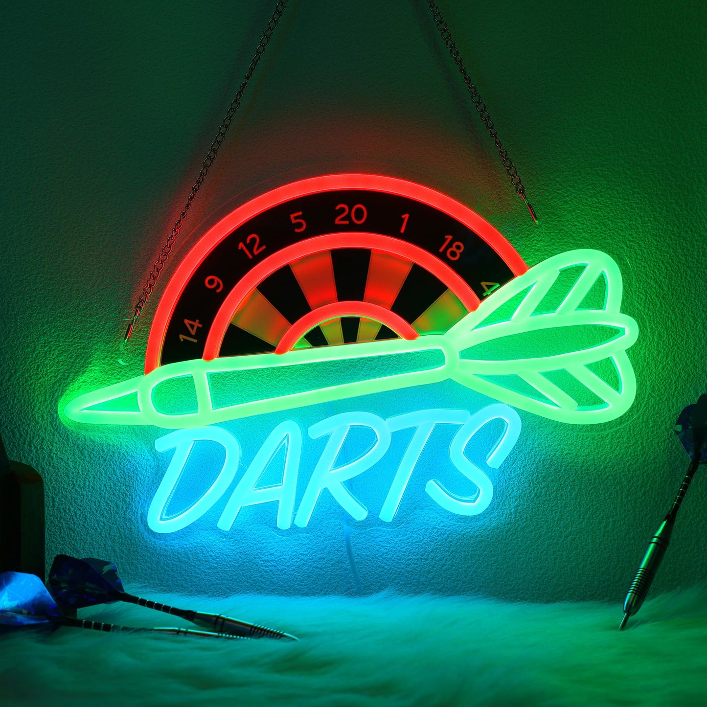 CoolGift Mart Darts Neon Light, Dimmable LED Dart Neon Wall Sign USB Powered, Decorations for Bedroom Living Room Game Room Man Cave Bars Clubs, Birthday Gift for Darts Enthusiasts