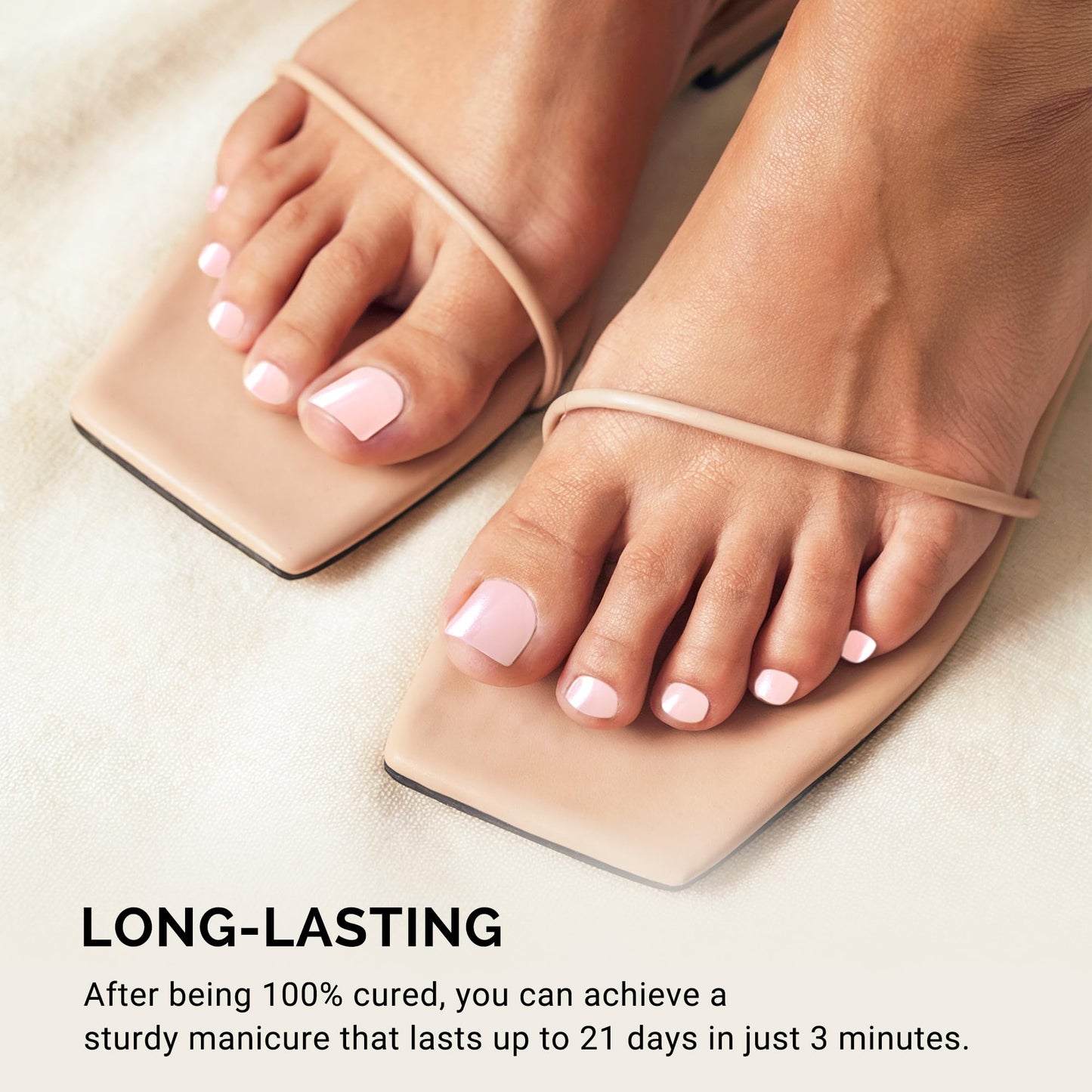 MelodySusie 32Pcs Semi Cured Gel Toe Nail Strips (Shimmer Pink), Pedicure Stickers for Toes, Works with Any UV/LED Lamps, Salon-Quality, Long Lasting, Easy to Apply & Remove