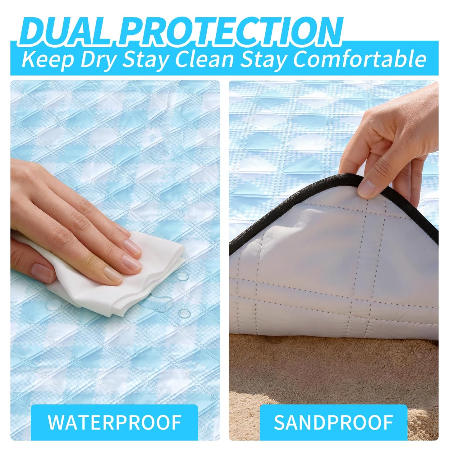 sapsisel Picnic Blankets, Waterproof Picnic Blanket for 6-8 Adults, 80''x80'' Extra Large Beach Blanket, Picnic Mat for Camping, Beach, Grass and Park
