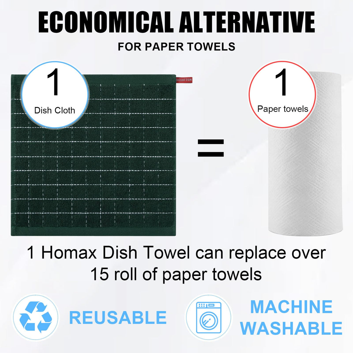 100% Cotton Terry Kitchen Dish Cloths (6 Count)