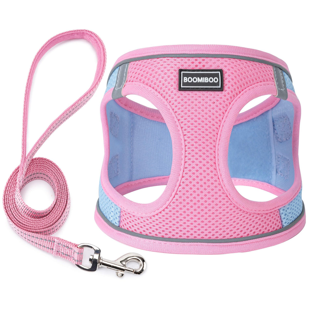 Dog Harness with Leash Set, Step-in Adjustable Puppy Pet Vest, Pink M