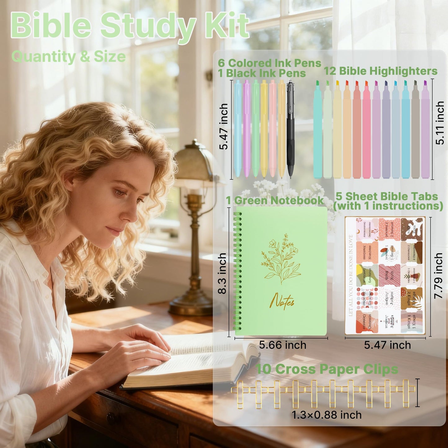 PUGPIU Bible Cover Case for Women, Large Quilted Bible Bag with Shoulder Strap and Handle, Bible Study Supplies Journaling Kit with Highlighters Pens No Bleed Tabs Notebook Cross Clips (Leaf)
