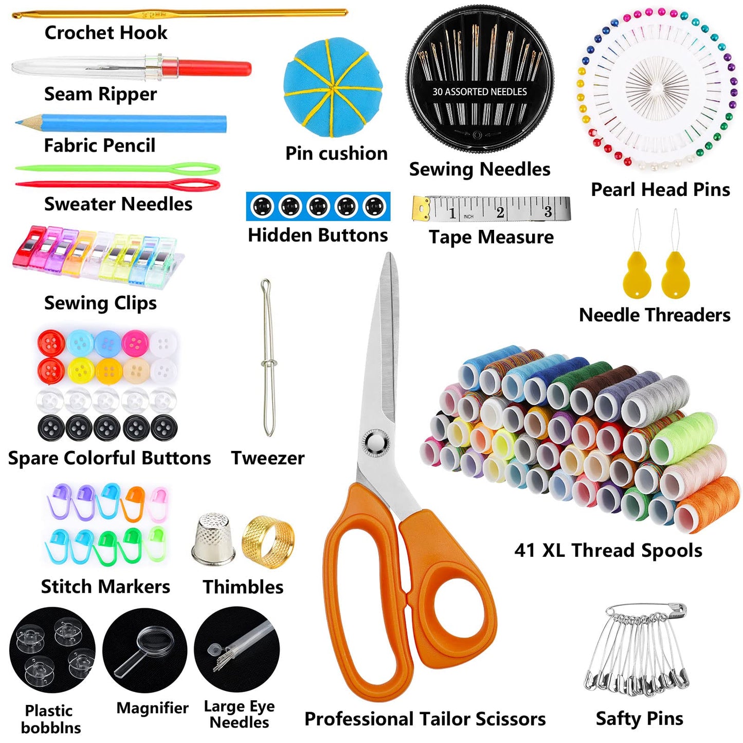 Marcoon Large Sewing Kit, 200 Premium Sewing Supplies, 41 XL Thread Spools, Suitable for Traveller, Adults,Beginner, Emergency, DIY and Home