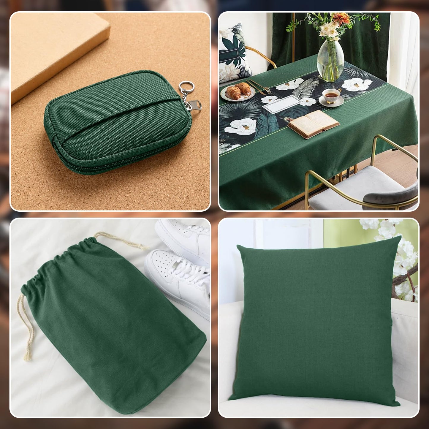 Canvas Fabric, 60" Wide Medium Weight 8 oz Duck Fabric for Quilting, Sewing, Crafts, Painting, Drop Cloths (Hunter Green)