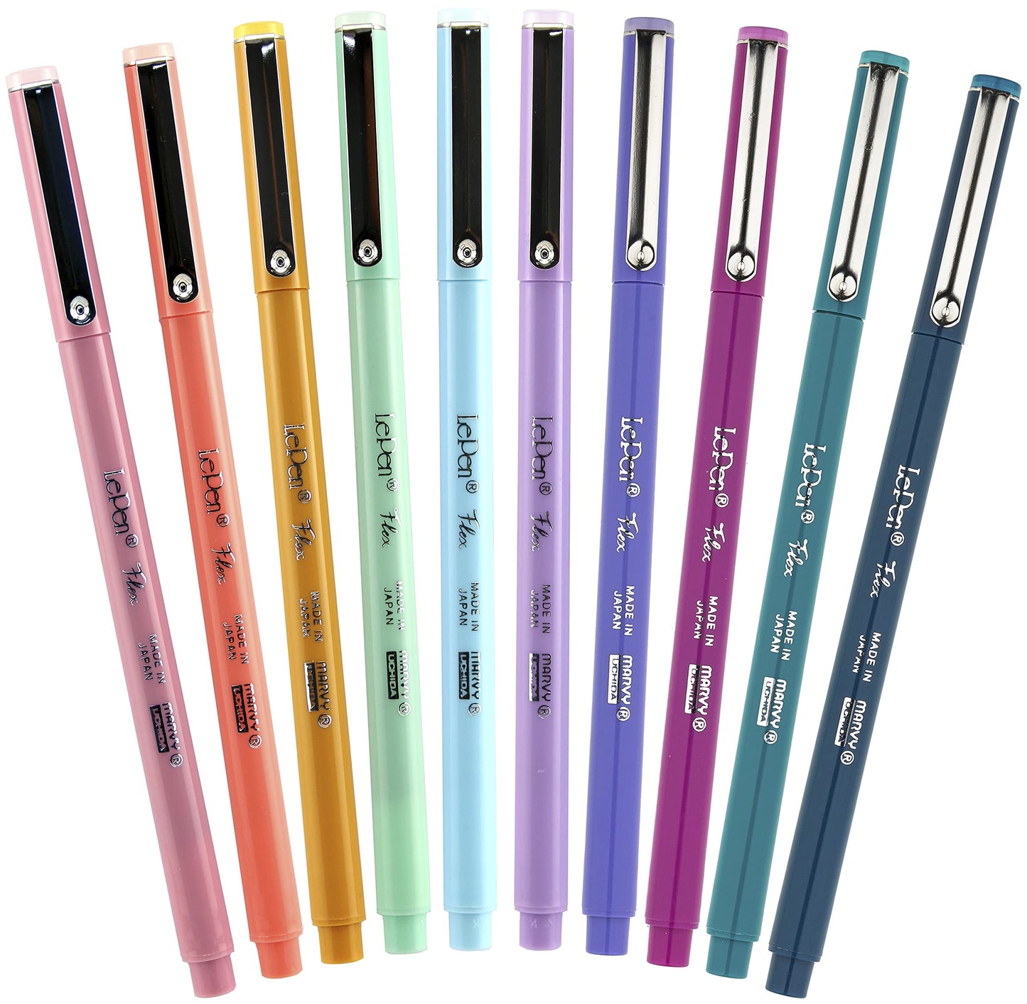 Marvy Uchida Le Flex 10 Piece Set Writing Pen, Pastel Colors