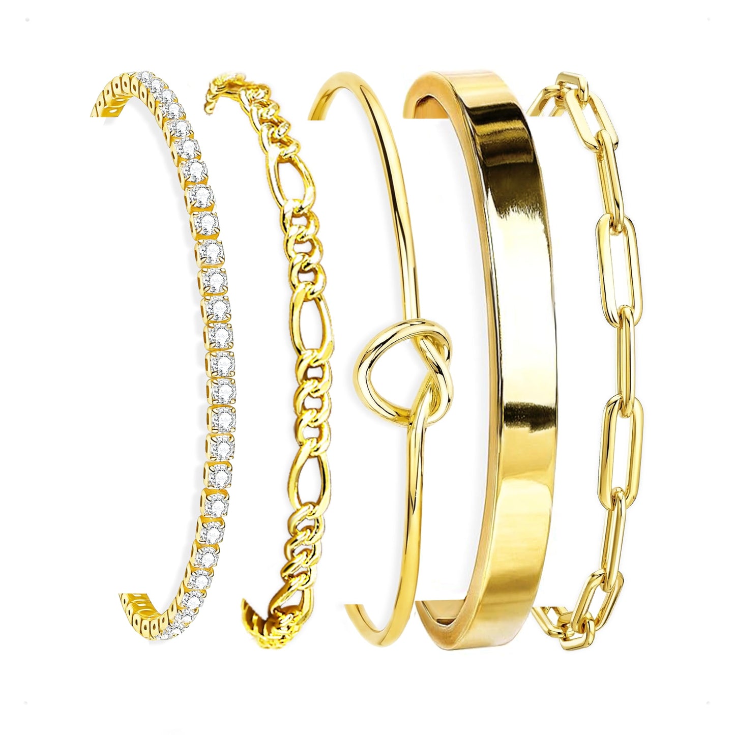 HERIER Gold Bangle Bracelets Stack for Women 14K Gold Plated Cuff Bracelet Non Tarnish Set Gold Jewelry for Women Trendy
