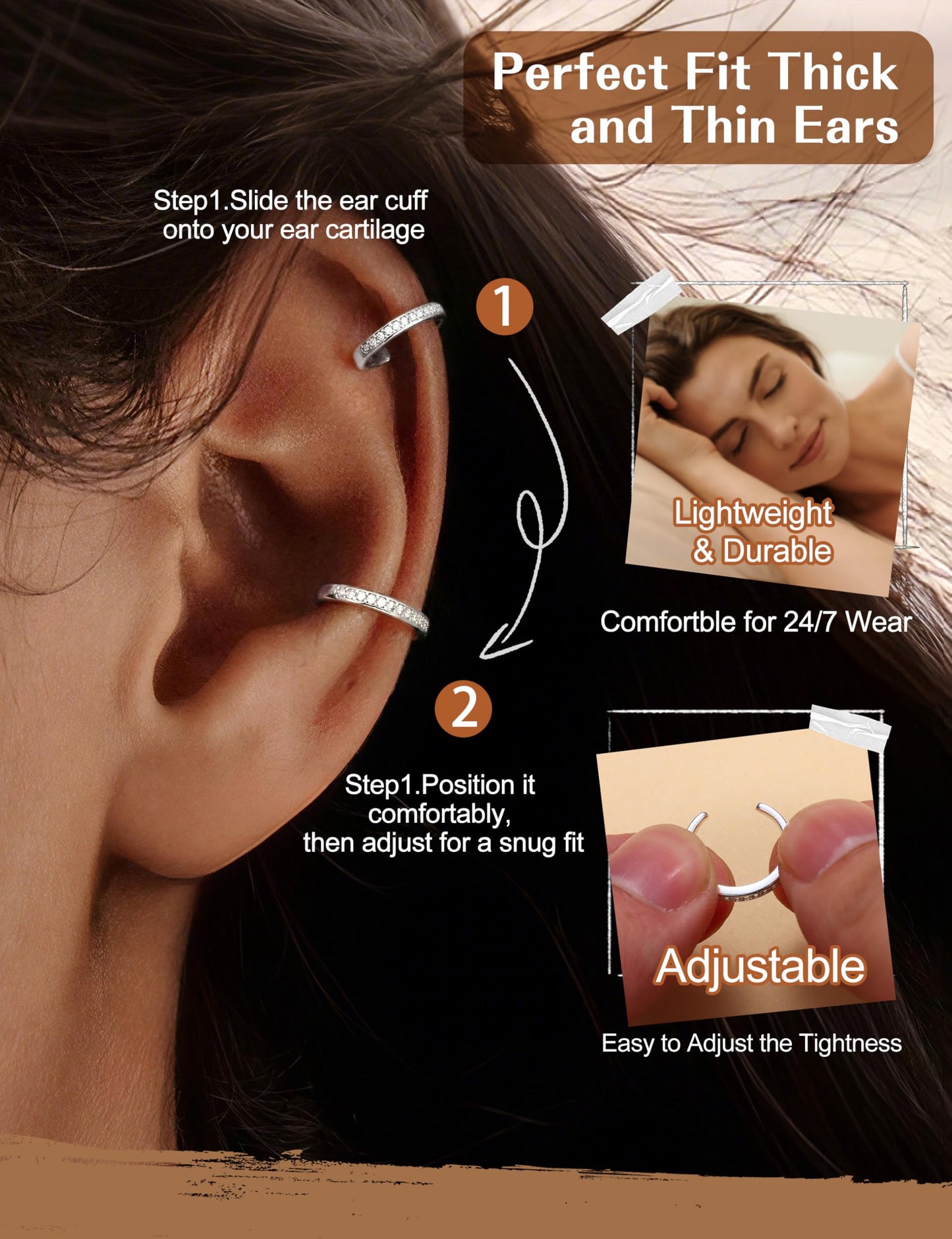 4 Pairs Ear Cuffs Non Piercing - Silver Plated Ear Cuffs Earrings for Women Trendy Ear Cuff for Non Pierced Ears Clip On Carrtilage Earring Lightweight Adjustable Fake Earrings Set Chunky