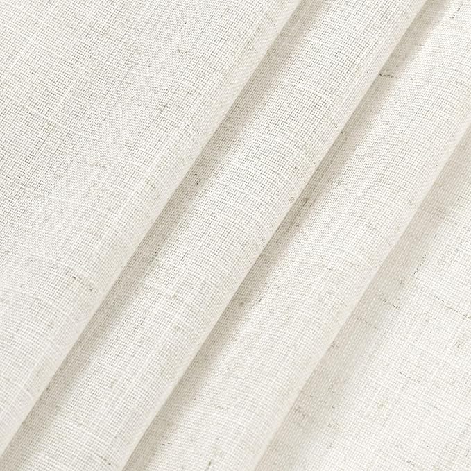 Nanspring Cream Linen Curtains 74 Inches Long for Bedroom Back Tab Light Filtering Privacy Sheer Curtains Modern Farmhouse Coastal Decor Cotton Textured Gauze Curtain for Bathroom 2 Panel Set 52x74