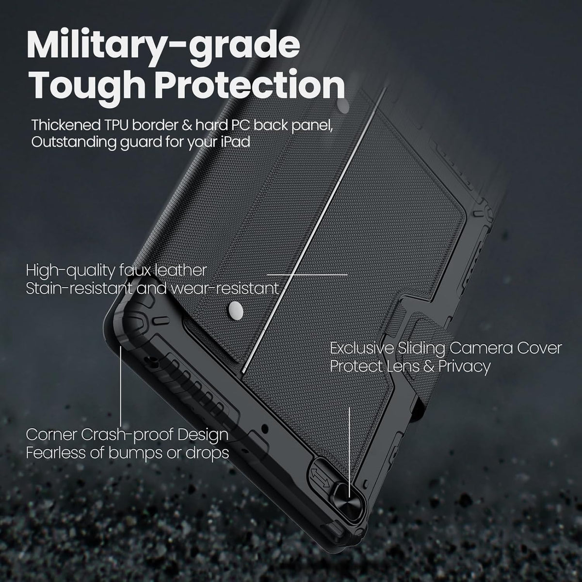 Nillkin iPad 9th Generation (10.2", 2021) Case with Detachable Keyboard, Magic Trackpad, 7-Colors Backlit, Portrait/Landscape Modes, Rugged Keyboard Case with Camera Cover for iPad 8th/7th Gen, Black
